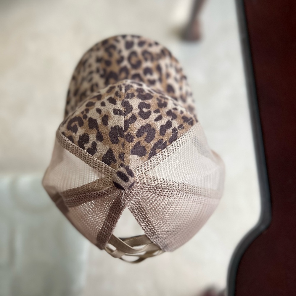 C.C Leopard Pattern Ponytail Baseball Hat - Picture 3 of 6